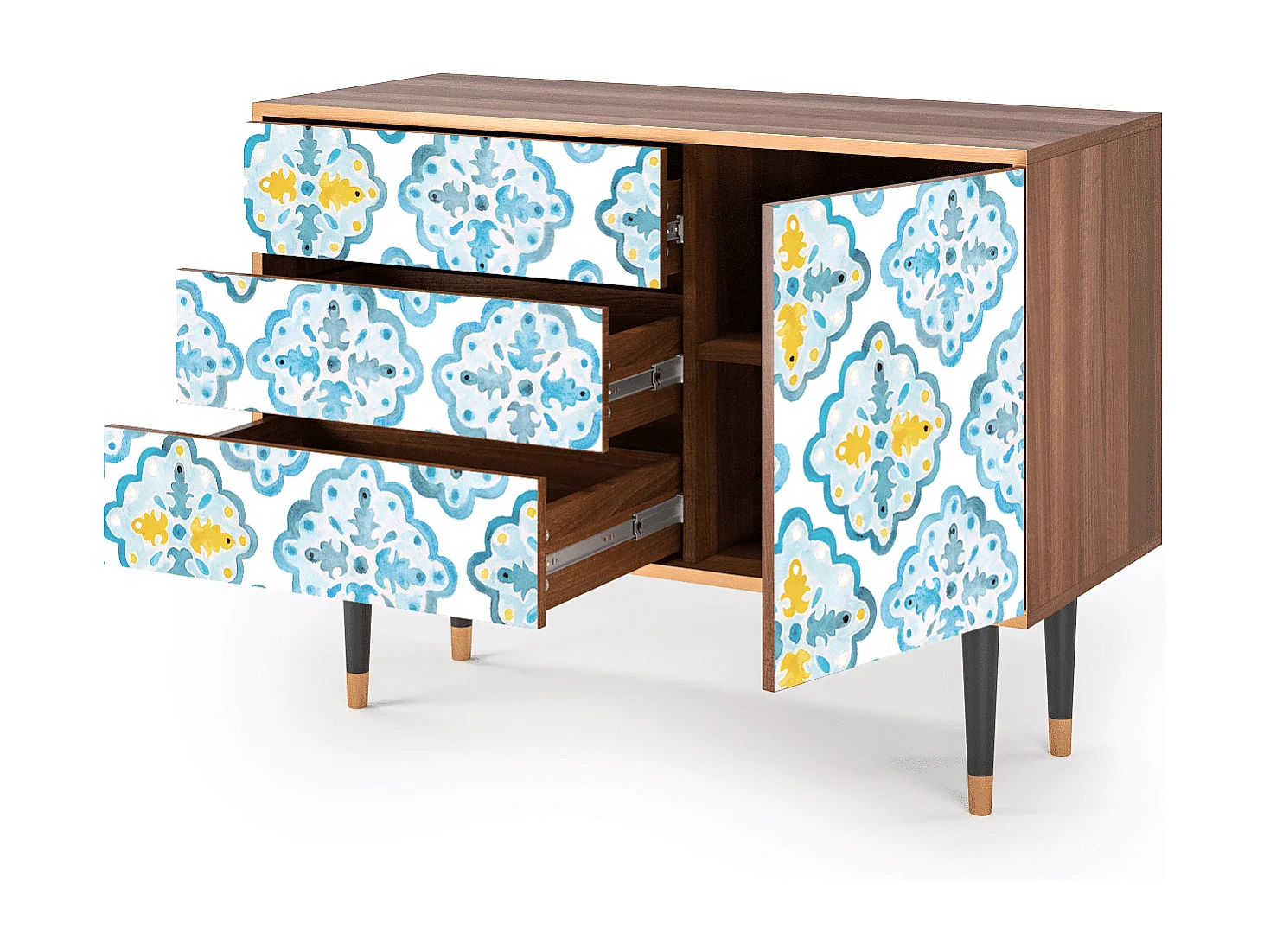 Kredens - 115х84х41 cm - S3 - Portugese tiles, Orzech