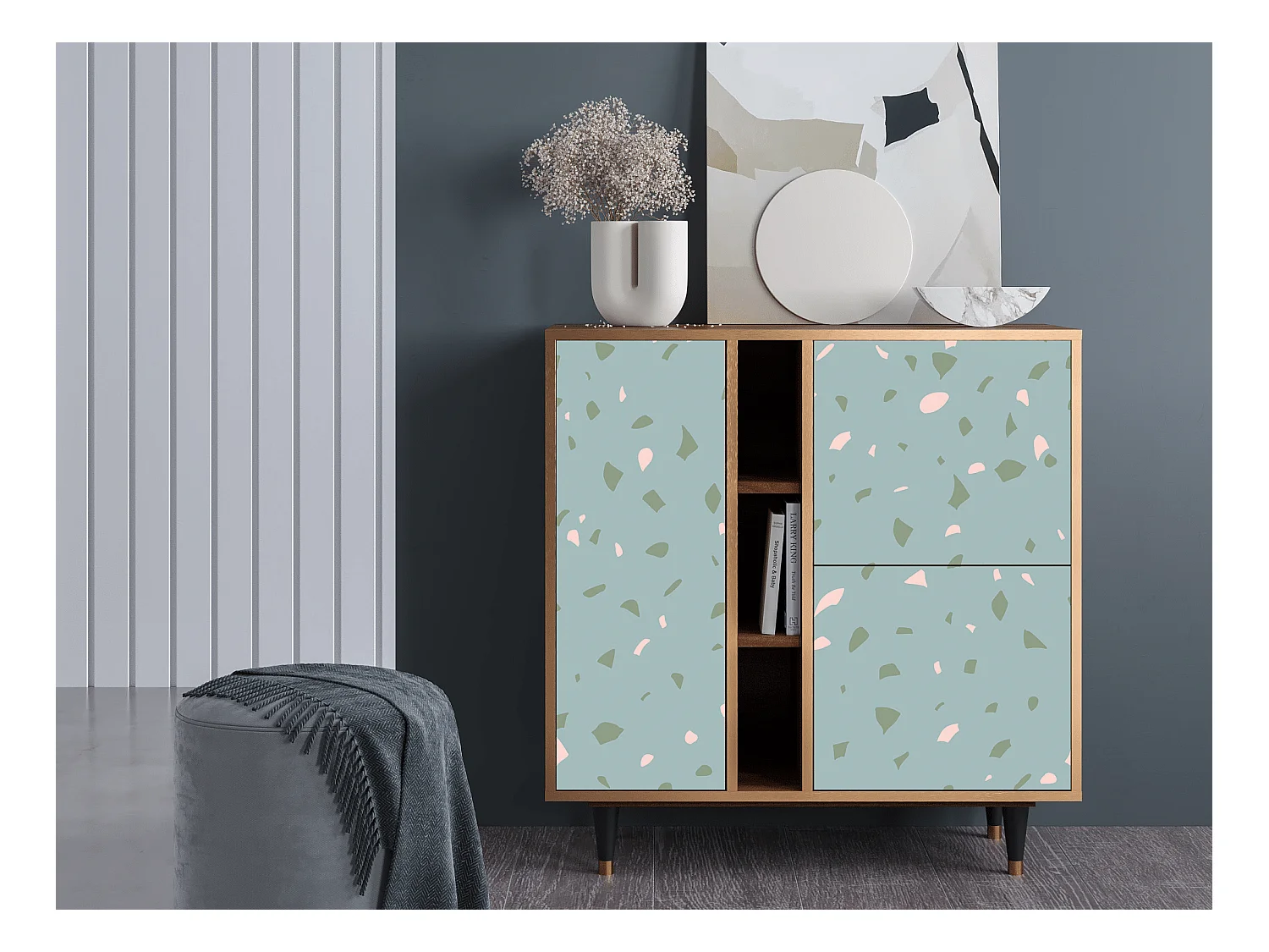 Credenza - 94х96х41 cm - BS5 - Blue Drops, Noce