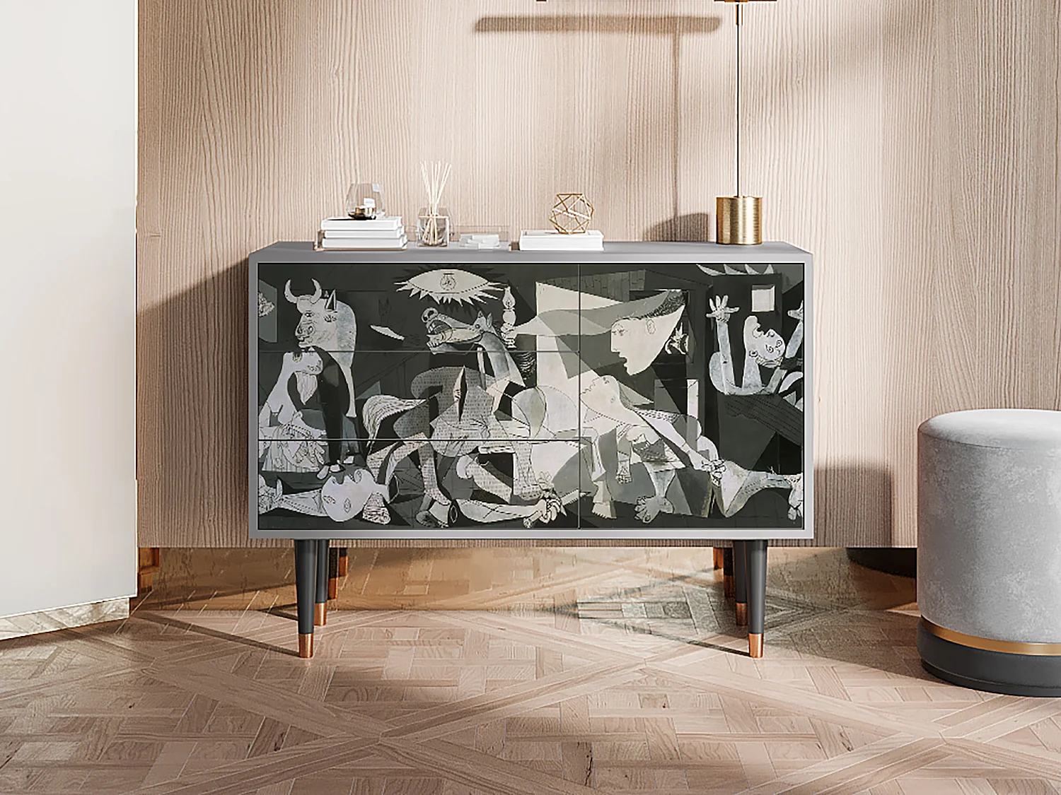 Kredens - 115х84х41 cm - S3 - Guernica by Picasso, Szary