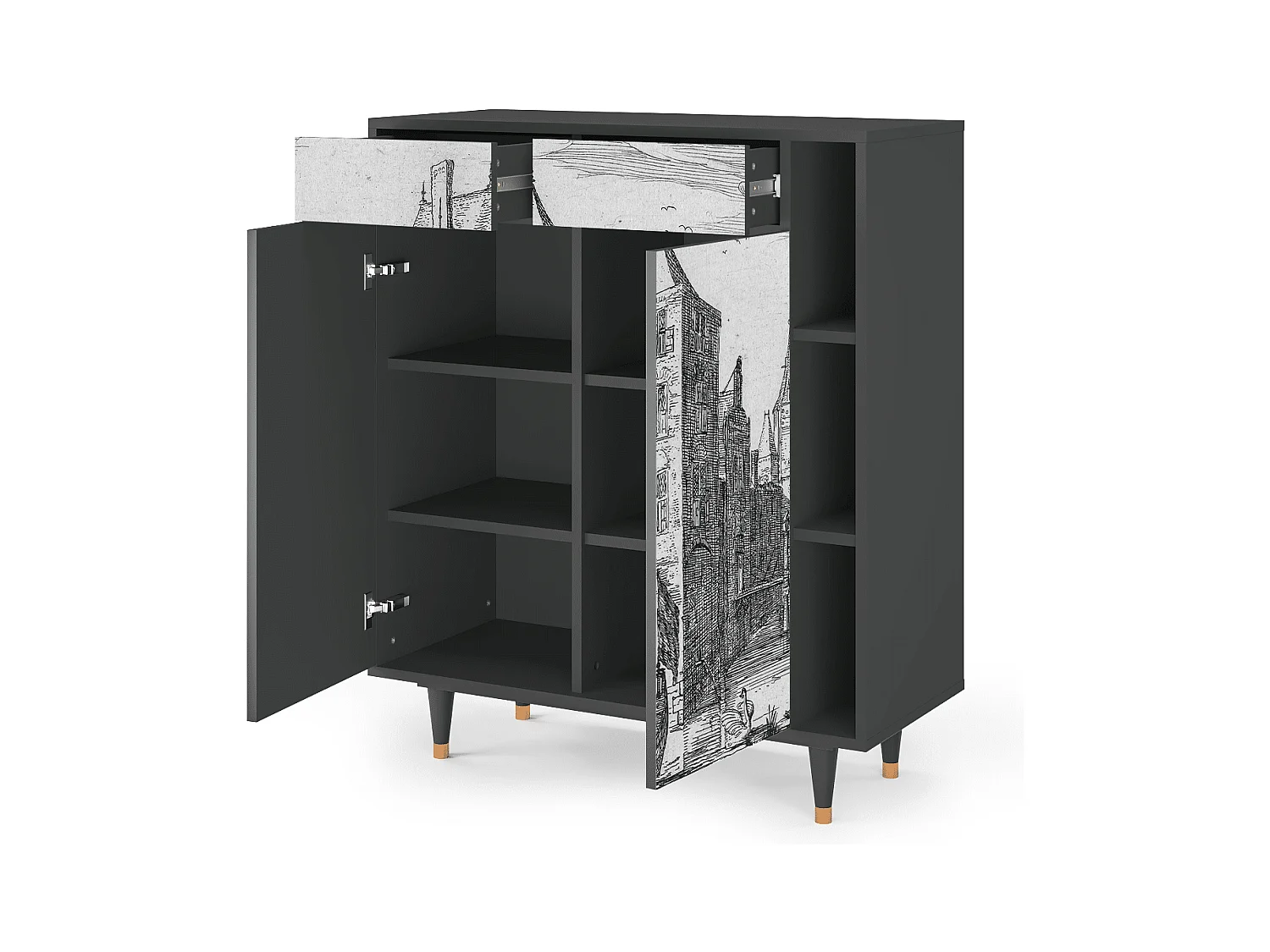 Buffet - 96х110х41 cm - BS6 - Castle with Bridge, Anthracite