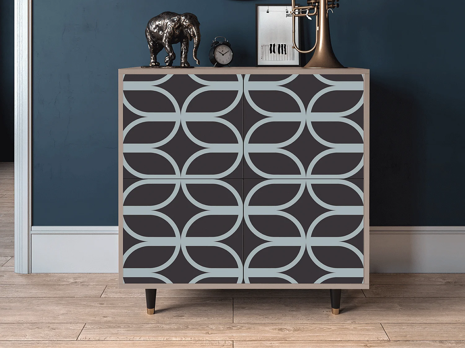 Dressoir - 94x96x48 cm - BS3 - Braided Blue, Latte