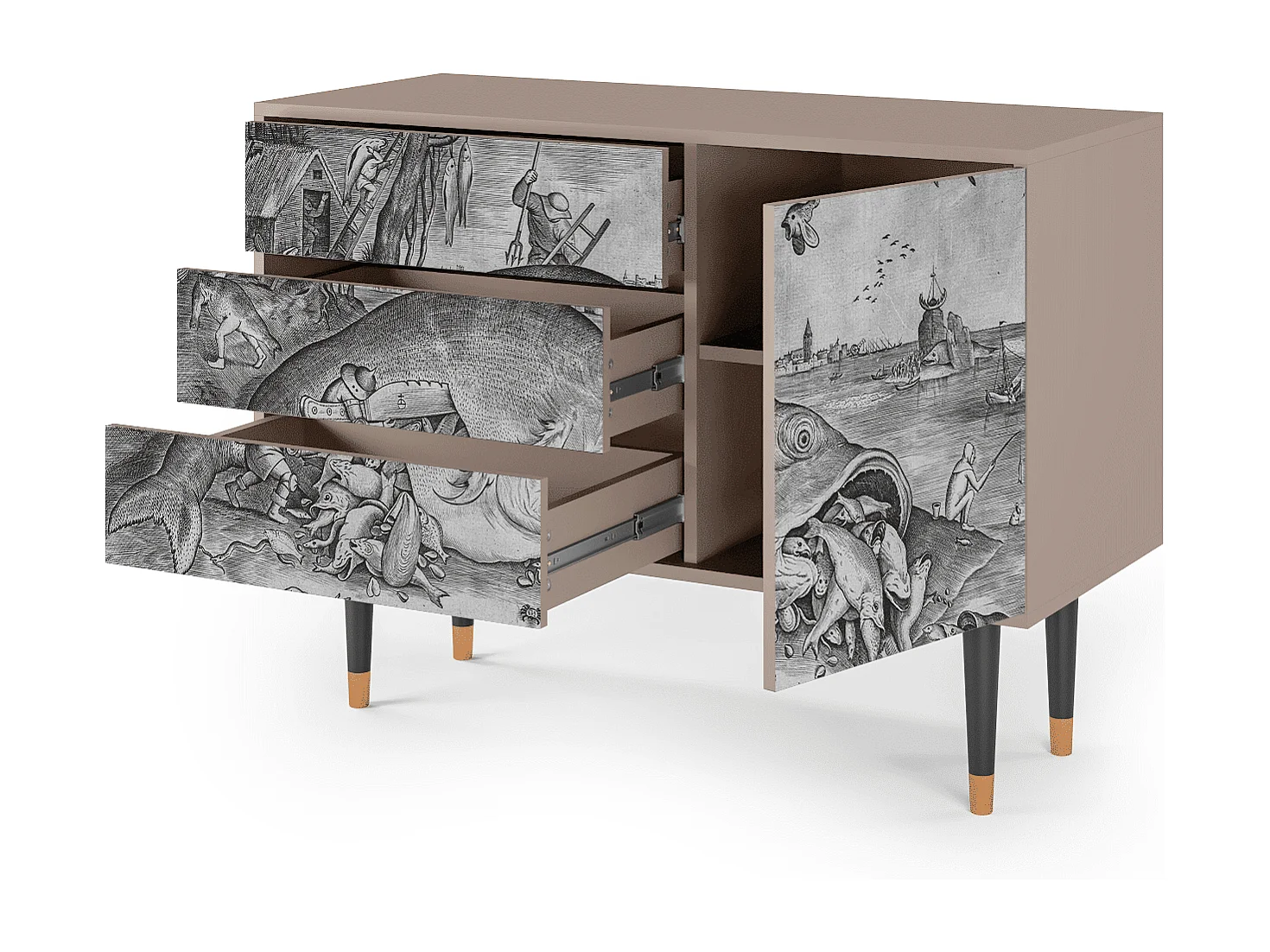 Buffet - 115х84х41 cm - S3 - Big Fish Eat Little, Latte