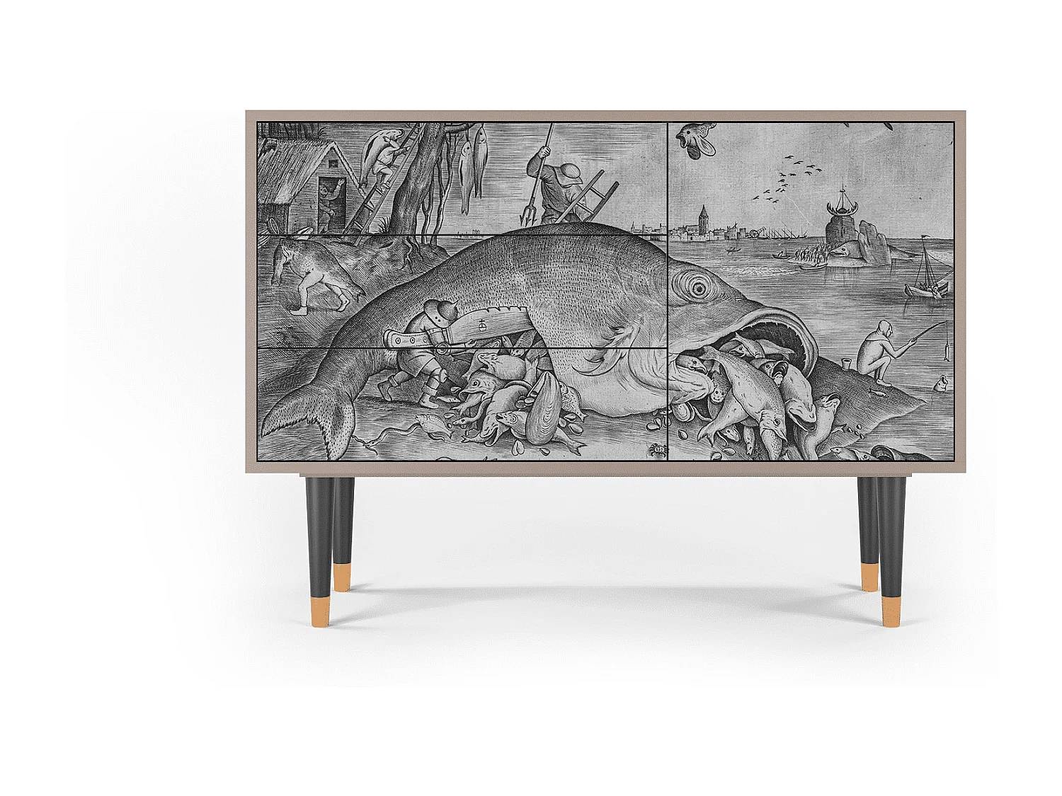 Kredens - 115х84х41 cm - S3 - Big Fish Eat Little, Latte