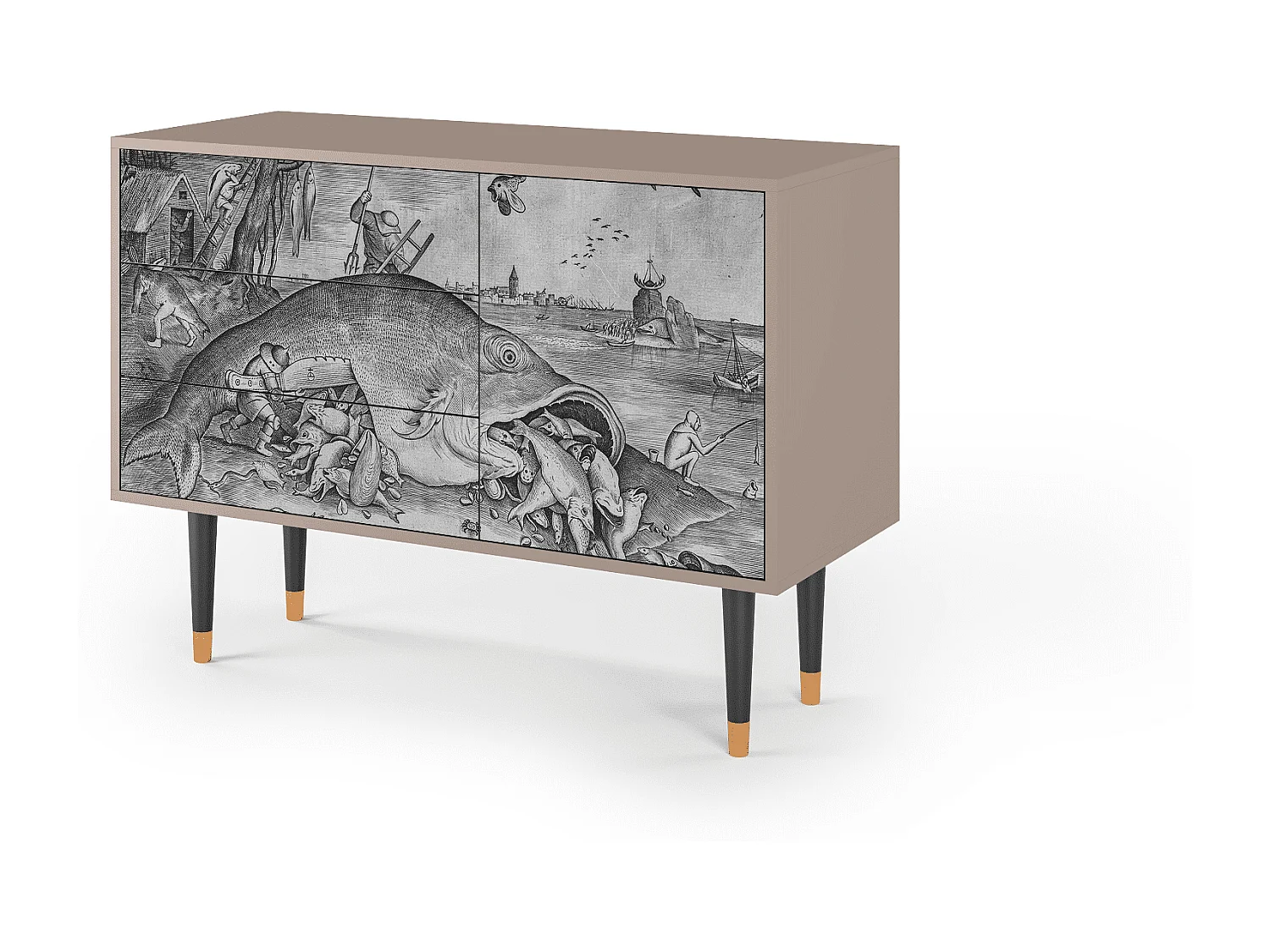 Kredens - 115х84х41 cm - S3 - Big Fish Eat Little, Latte