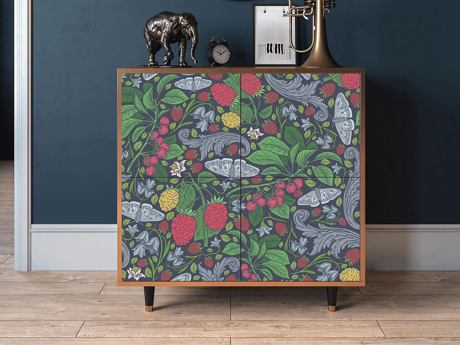 Kredens - 94x96x48 cm - BS3 - Summer Berries, Orzech