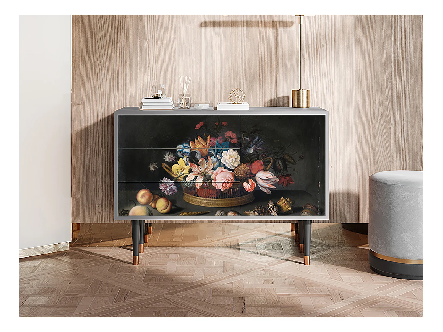Sideboard - 115х84х41 cm - S3 - Still Life with Flowers, Grau