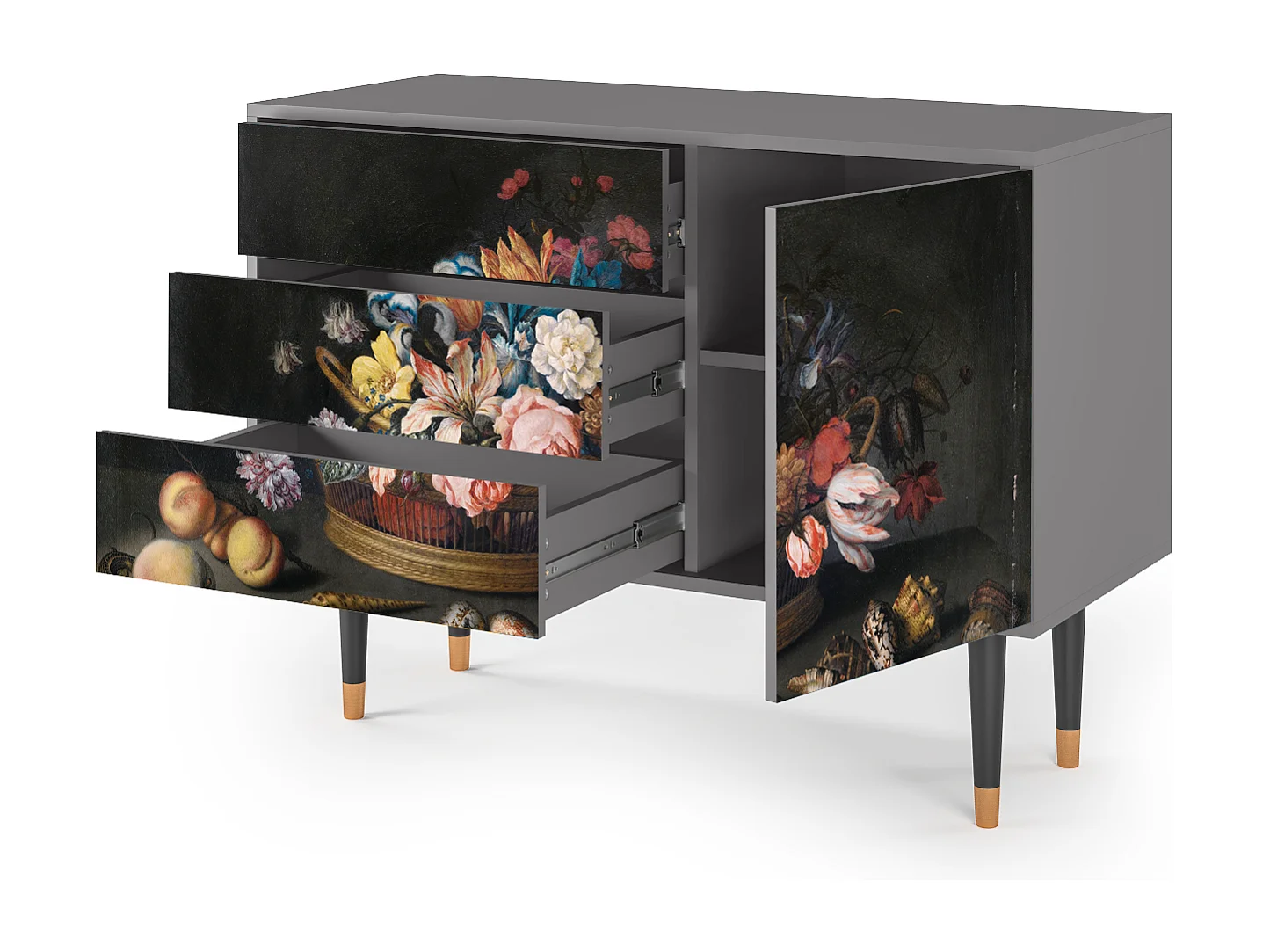 Sideboard - 115х84х41 cm - S3 - Still Life with Flowers, Grau