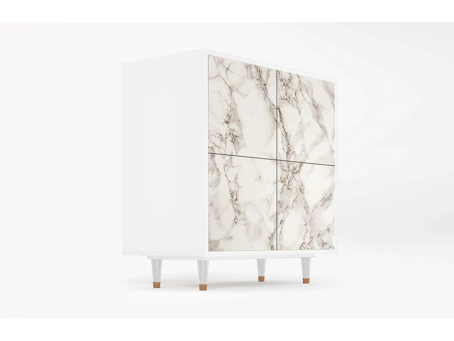 Sideboard - 94x96x48 cm - BS3 - Milk Marble, Weiß