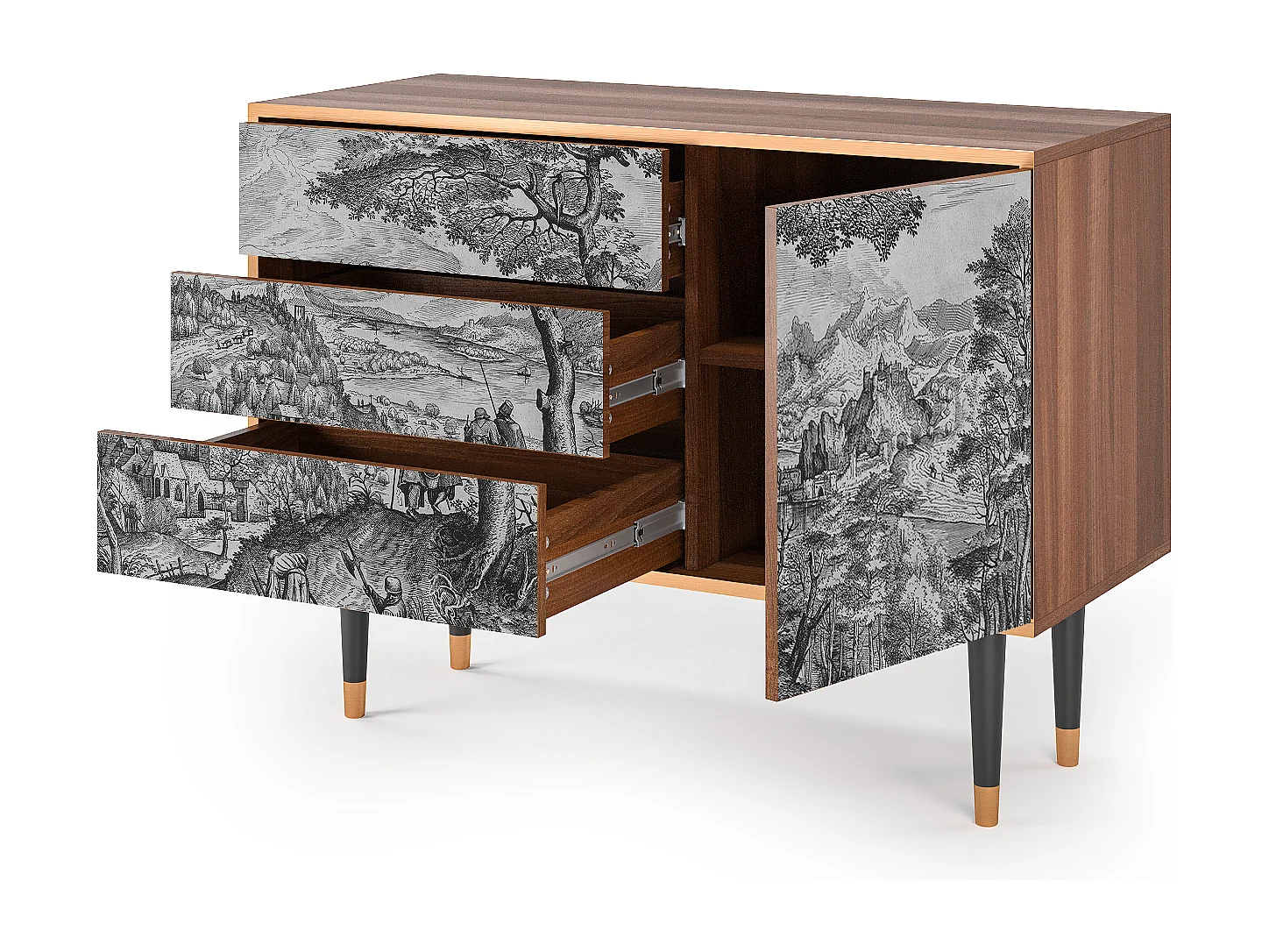 Aparador - 115х84х41 cm - S3 - Milites Requiescentes, Nogueira