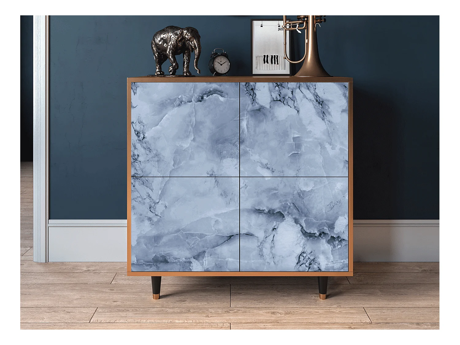 Credenza - 94x96x48 cm - BS3 - Feather Ice, Noce