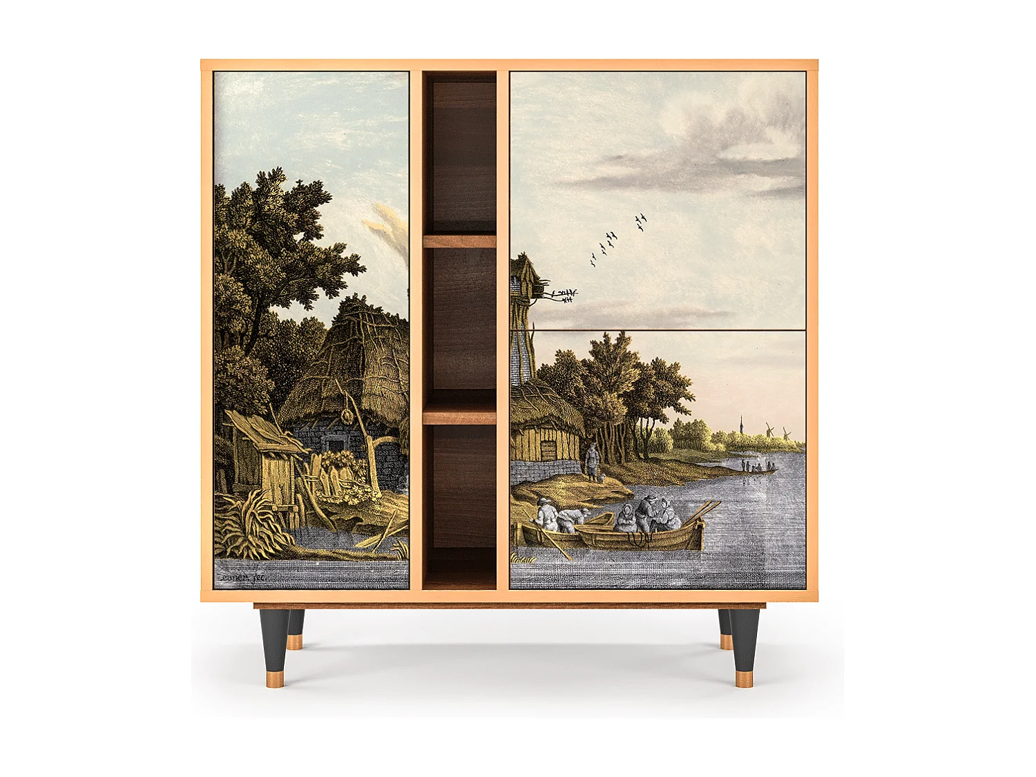 Kredens - 94х96х41 cm - BS5 - Mill along a River, Orzech