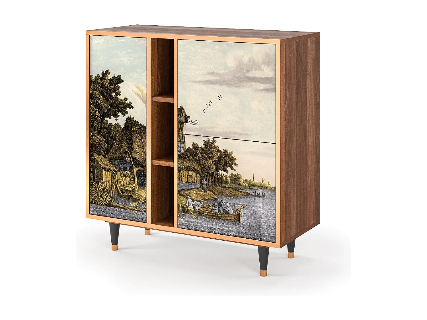 Kredens - 94х96х41 cm - BS5 - Mill along a River, Orzech