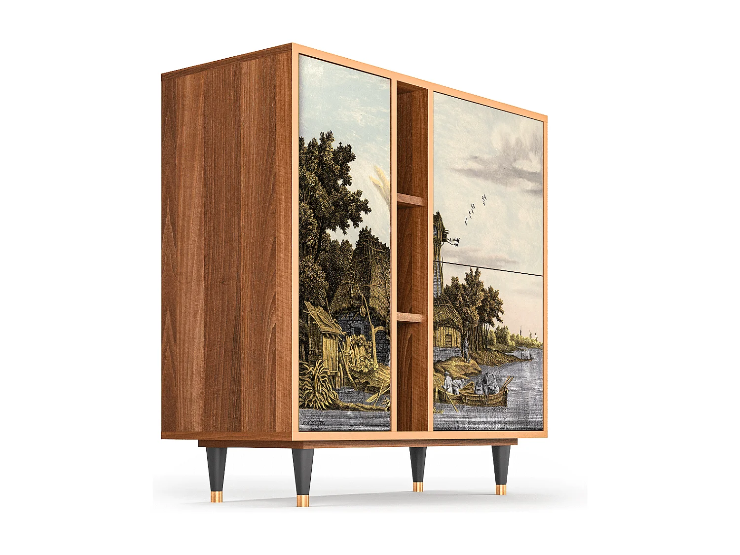 Kredens - 94х96х41 cm - BS5 - Mill along a River, Orzech