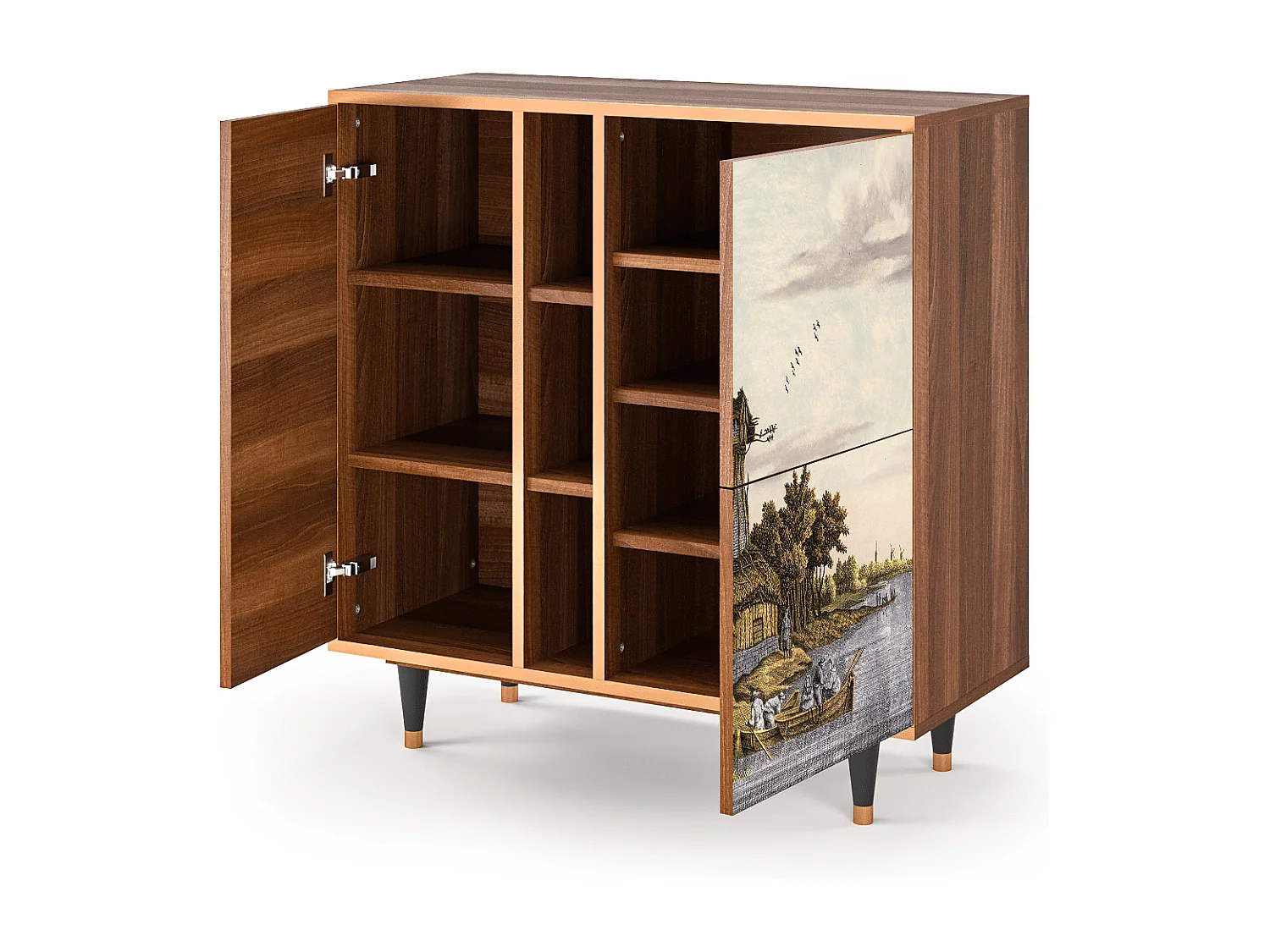 Kredens - 94х96х41 cm - BS5 - Mill along a River, Orzech