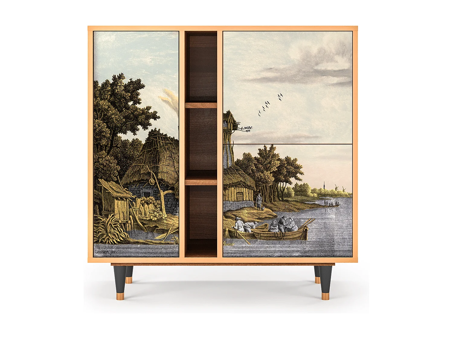 Kredens - 94х96х41 cm - BS5 - Mill along a River, Orzech