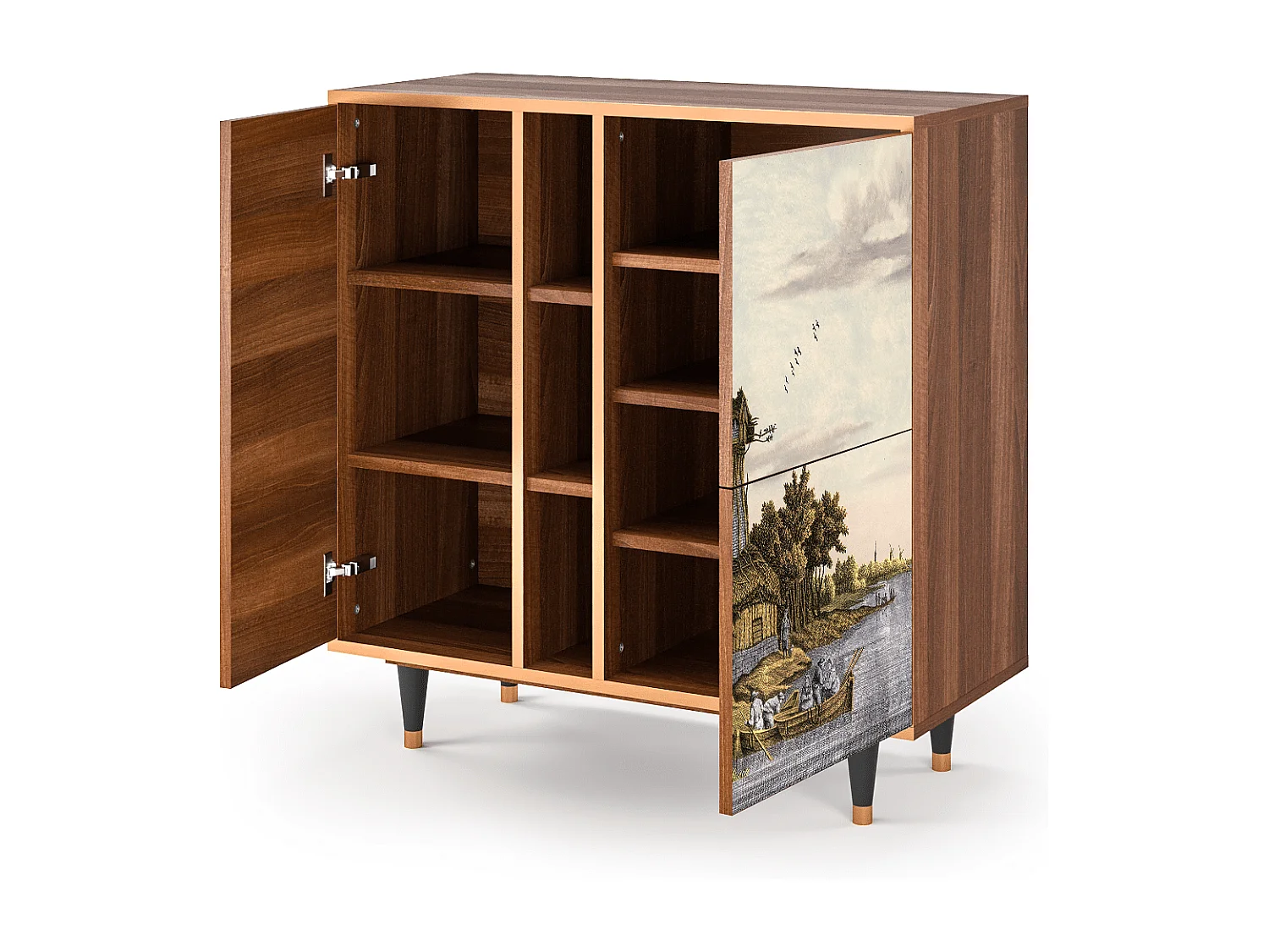 Kredens - 94х96х41 cm - BS5 - Mill along a River, Orzech