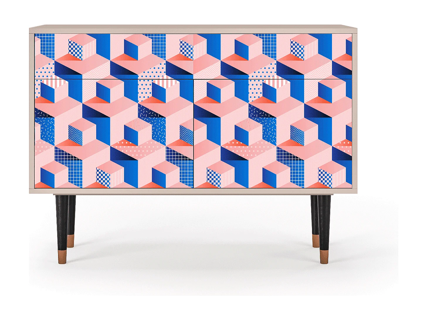 Kredens - 115x85x48 cm - BS4 - Pinky Squares, Latte