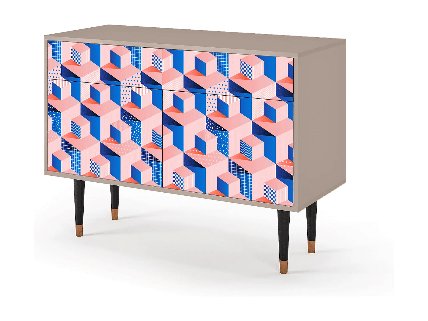 Kredens - 115x85x48 cm - BS4 - Pinky Squares, Latte