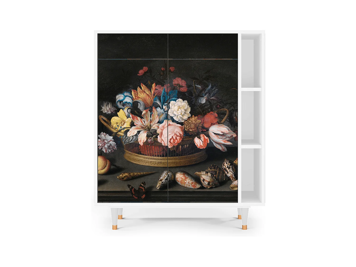 Sideboard - 96х110х41 cm - BS6 - Still Life with Flowers, Weiß