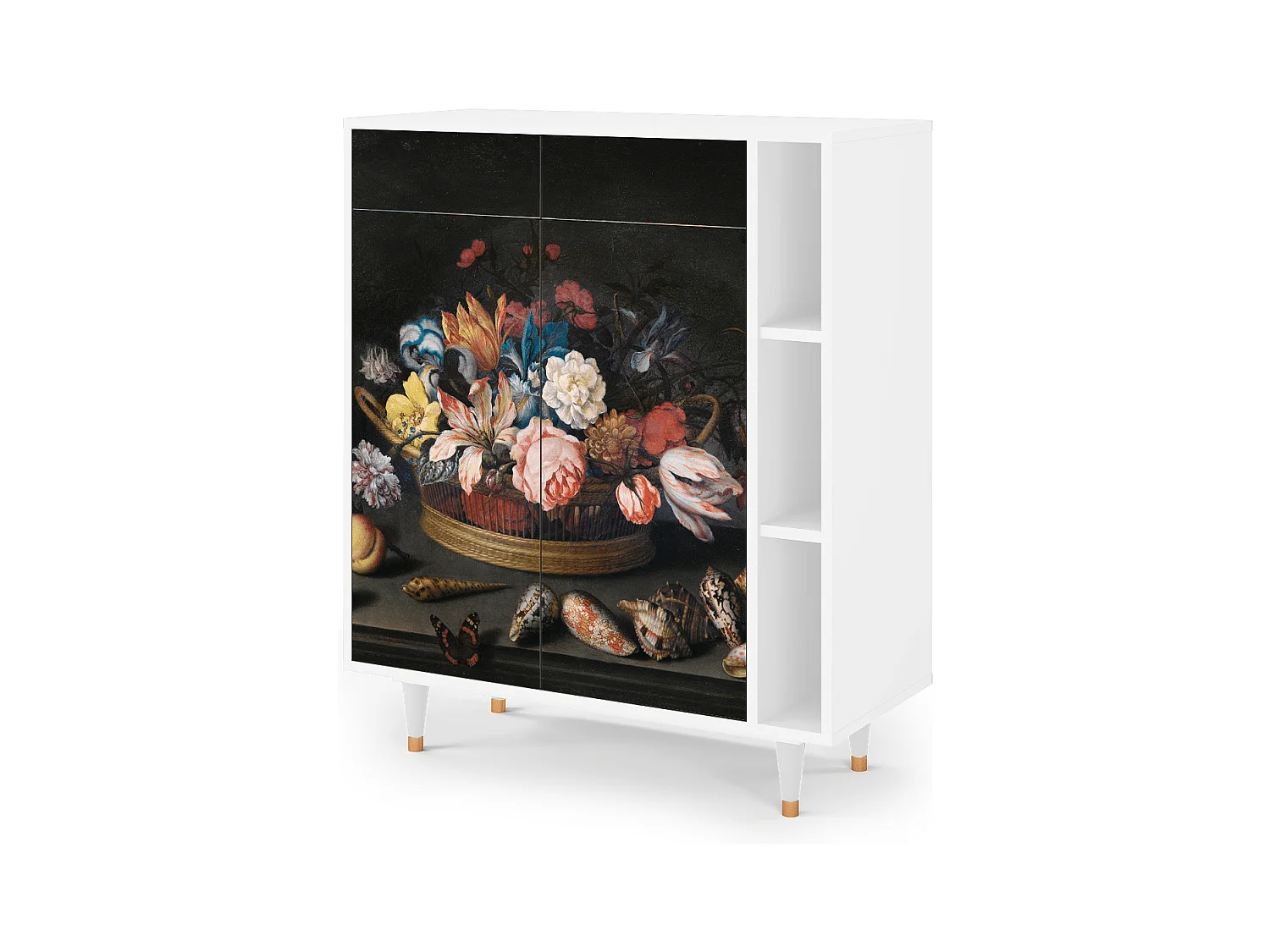 Sideboard - 96х110х41 cm - BS6 - Still Life with Flowers, Weiß