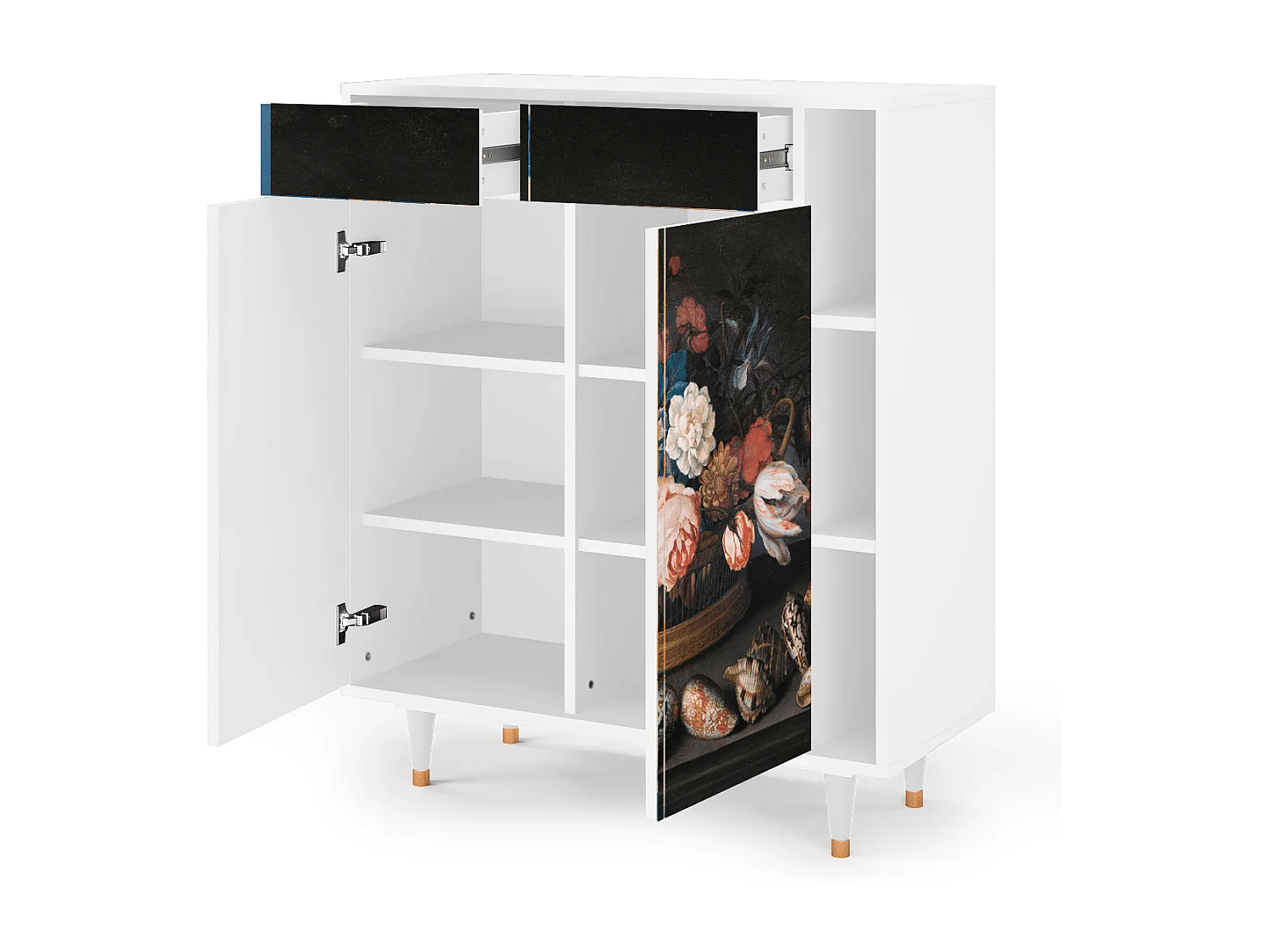 Sideboard - 96х110х41 cm - BS6 - Still Life with Flowers, Weiß