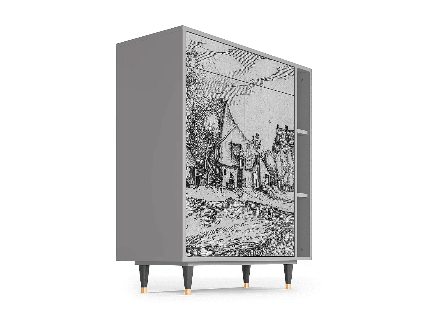 Buffet - 96х110х41 cm - BS6 - Farms in a Village, Gris