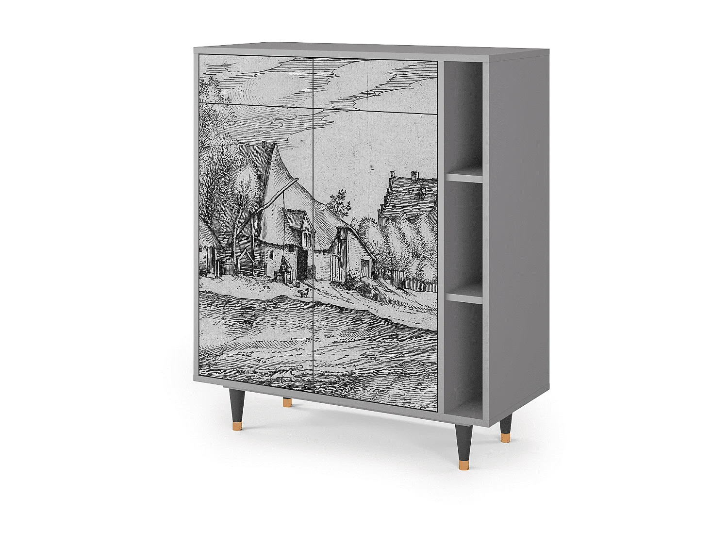 Buffet - 96х110х41 cm - BS6 - Farms in a Village, Gris