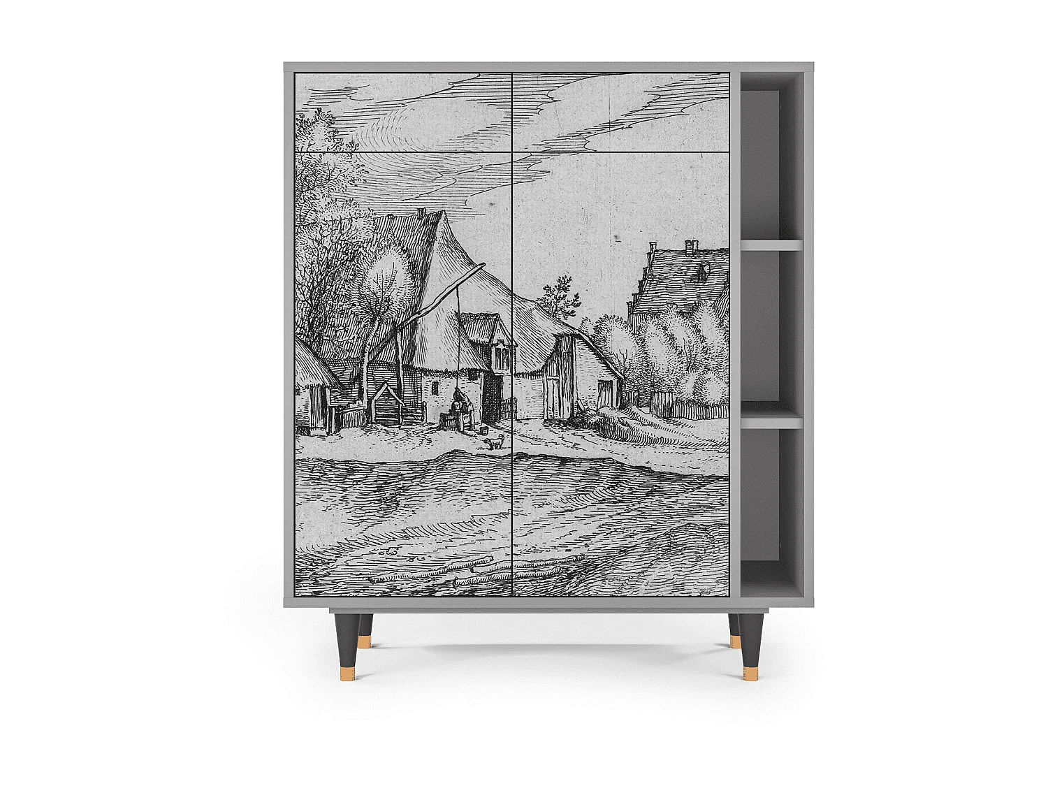 Credenza - 96х110х41 cm - BS6 - Farms in a Village, Grigio