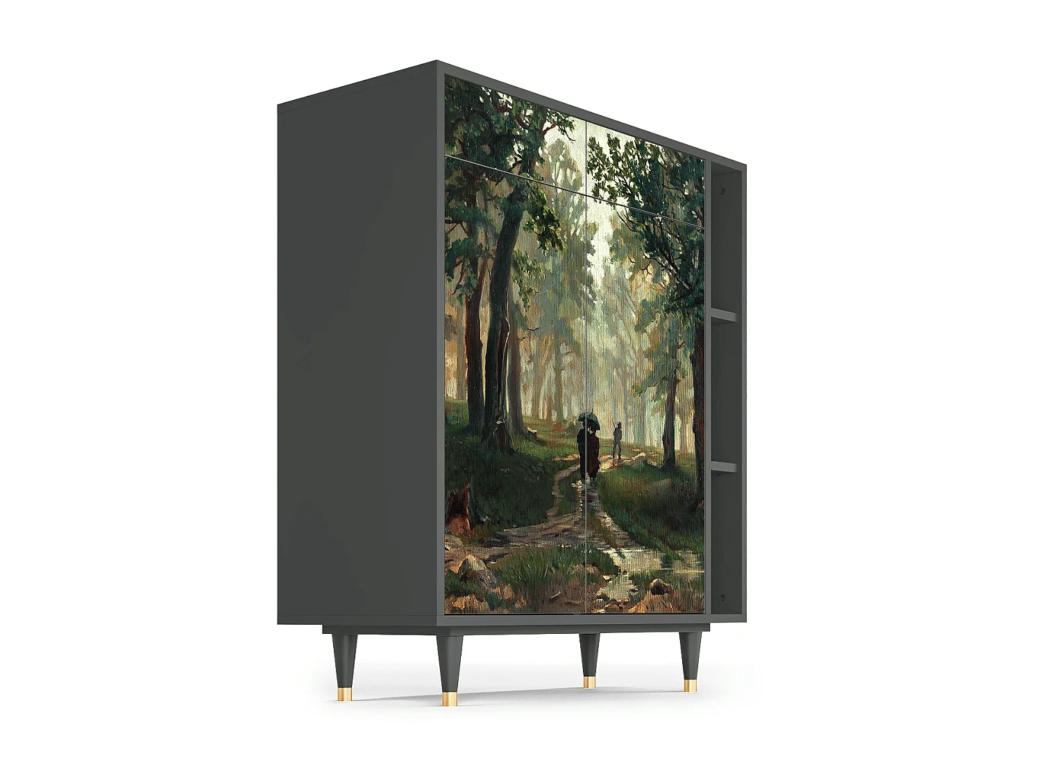 Kredens - 96х110х41 cm - BS6 -  Rain in the Oak Forest, Antracyt