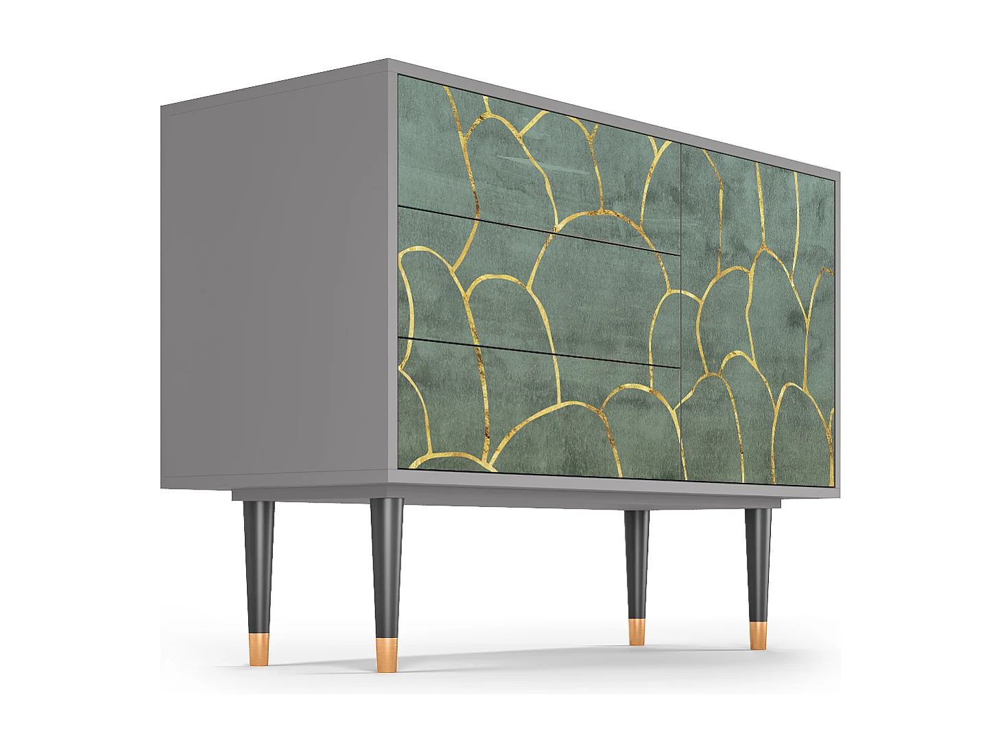 Kredens - 115х84х41 cm - S3 - Magnificent Water Lily, Szary