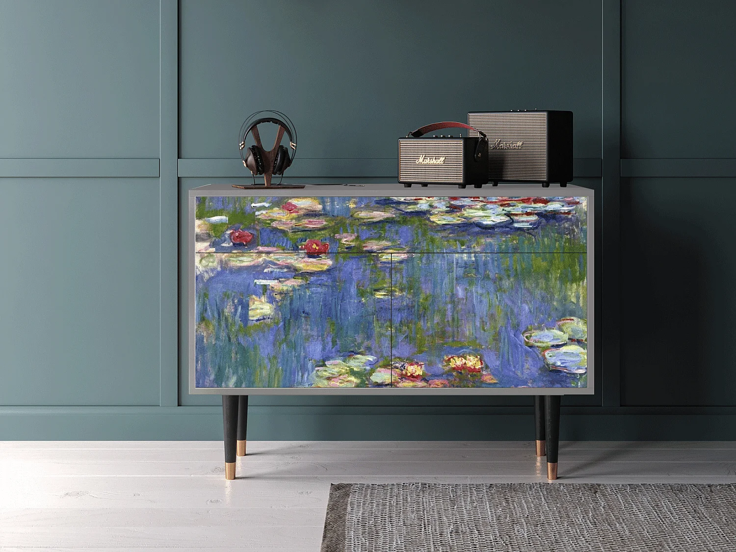 Credenza - 115x85x48 cm - BS4 - The water lily pond  , Grigio