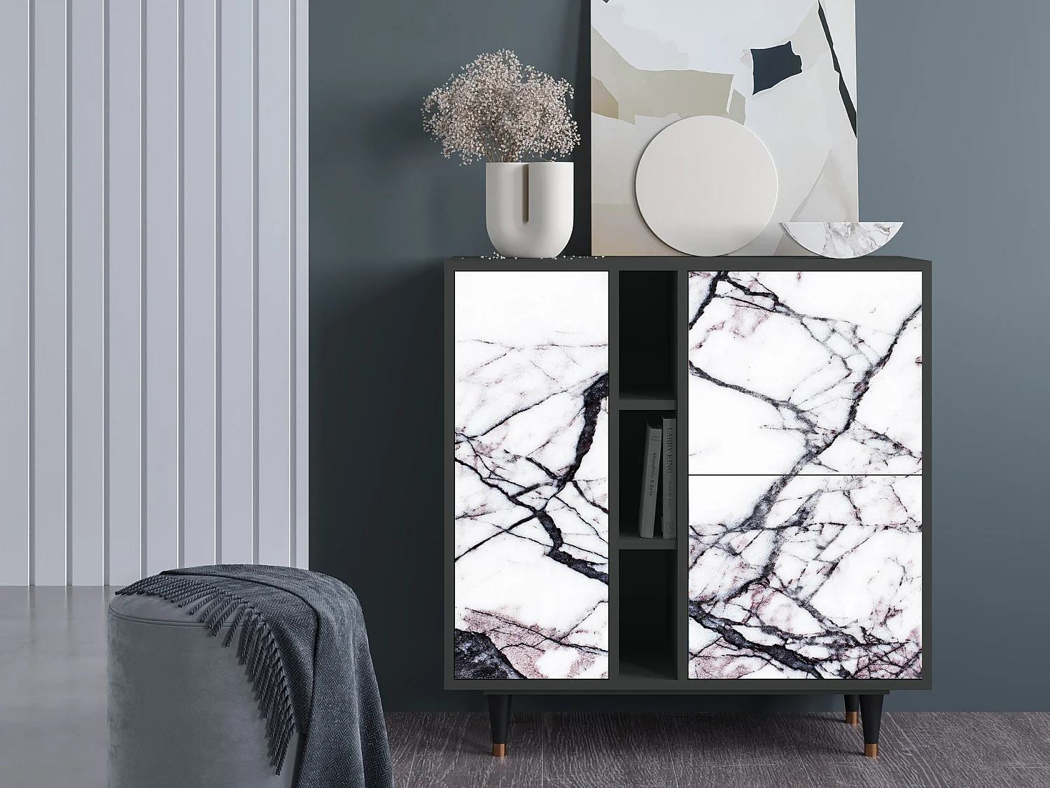 Aparador - 94х96х41 cm - BS5 - Raven Marble, Antracita