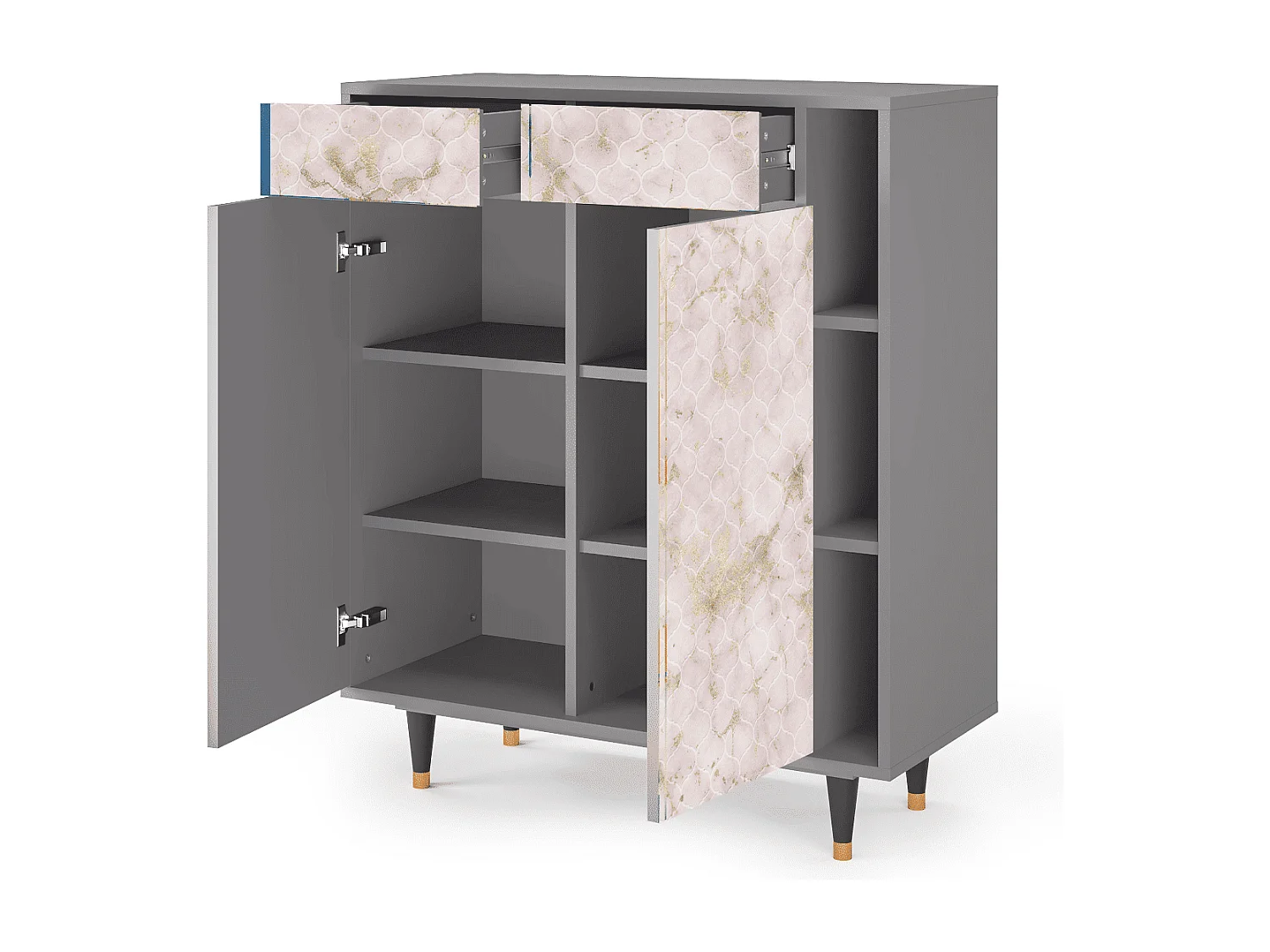 Dressoir - 96х110х41 cm - BS6 - Dirty Roses, Grijs