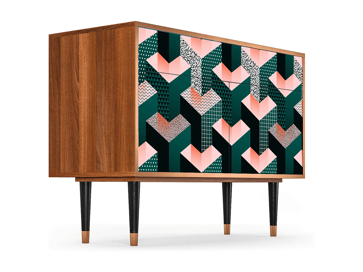 Sideboard - 115x85x48 cm - BS4 - Geometric Madness, Walnuss