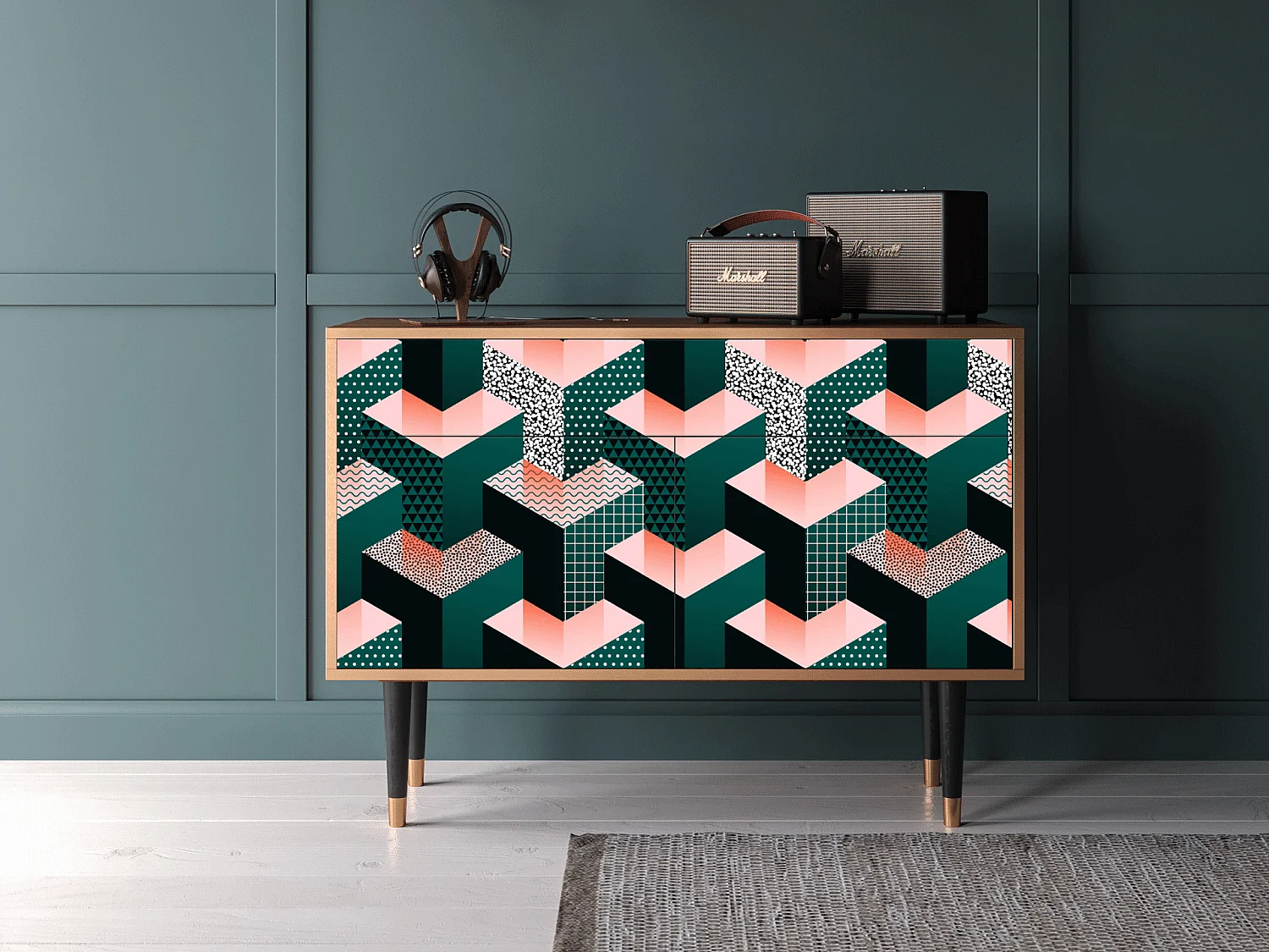 Credenza - 115x85x48 cm - BS4 - Geometric Madness, Noce