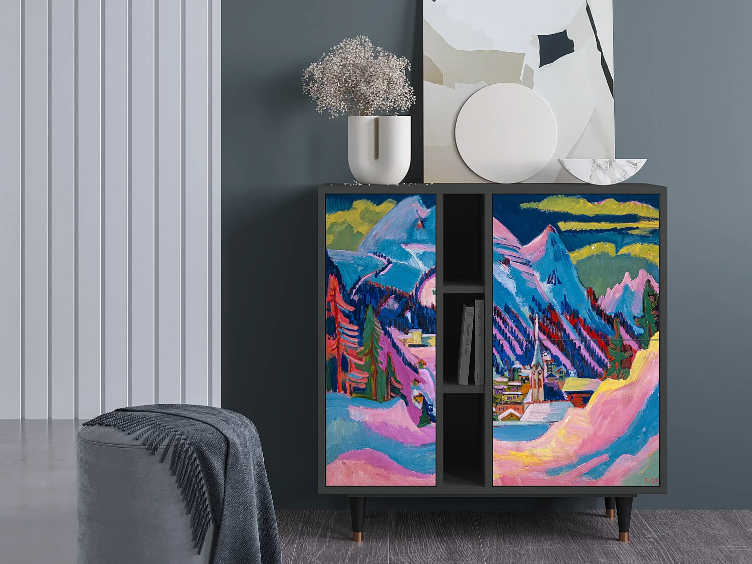 Kredens - 94х96х41 cm - BS5 - Davos Winter, Antracyt