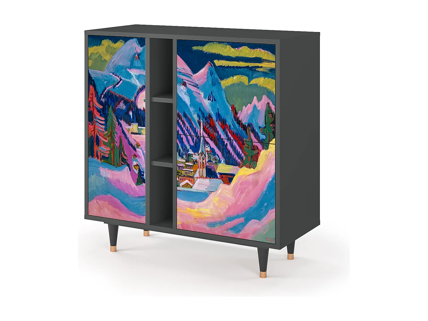 Kredens - 94х96х41 cm - BS5 - Davos Winter, Antracyt