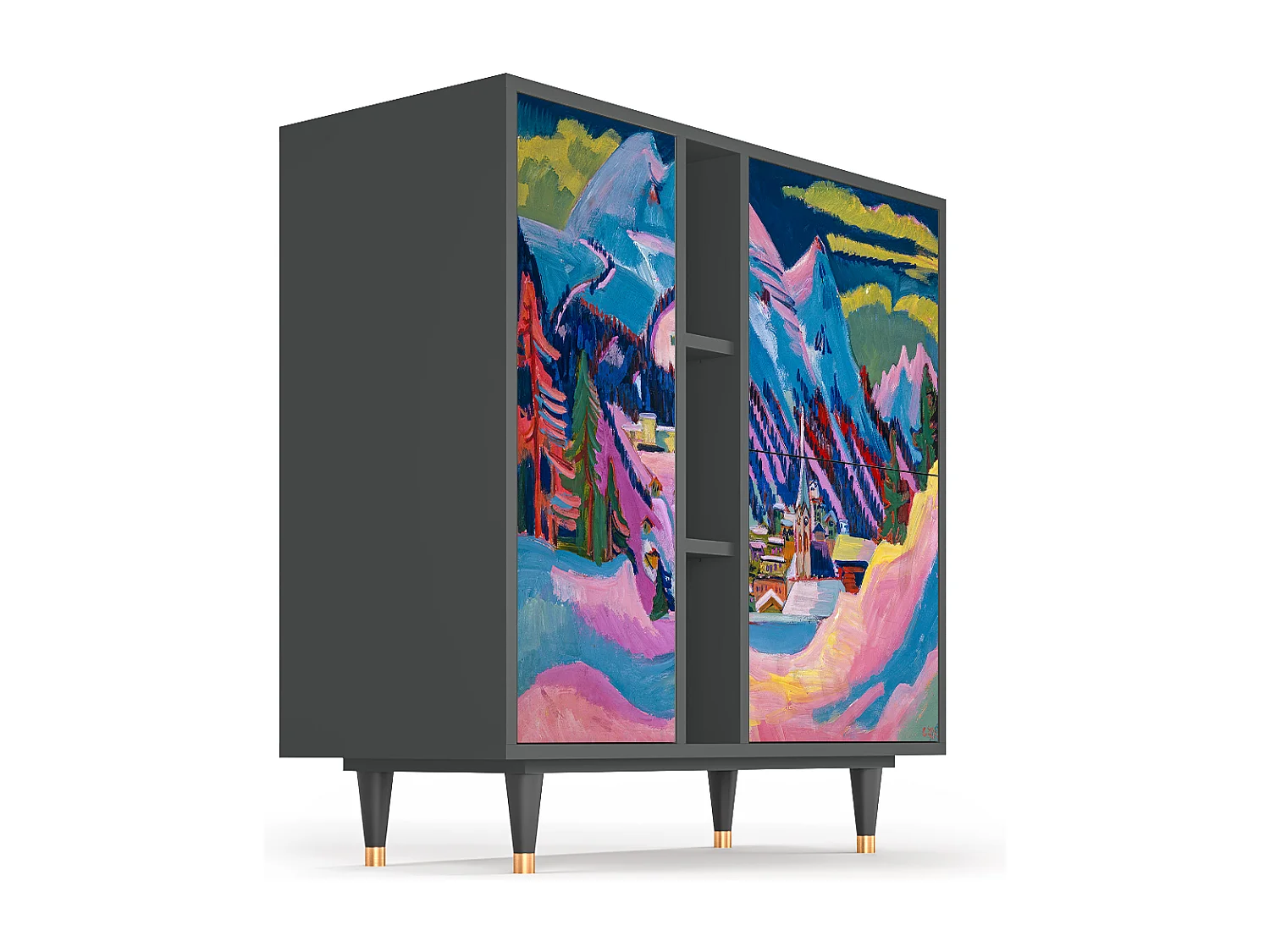 Kredens - 94х96х41 cm - BS5 - Davos Winter, Antracyt