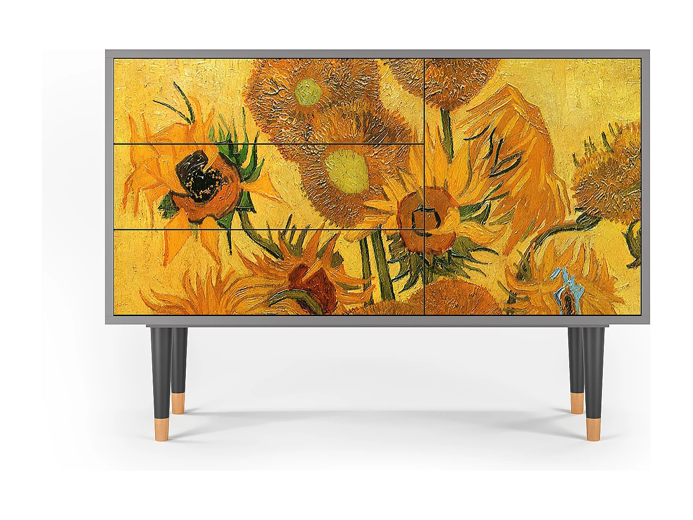 Kredens - 115х84х41 cm - S3 - Sunflowers, Szary