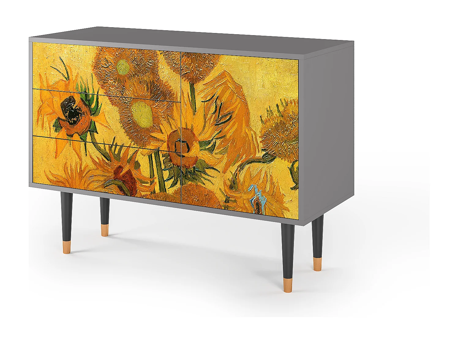 Kredens - 115х84х41 cm - S3 - Sunflowers, Szary