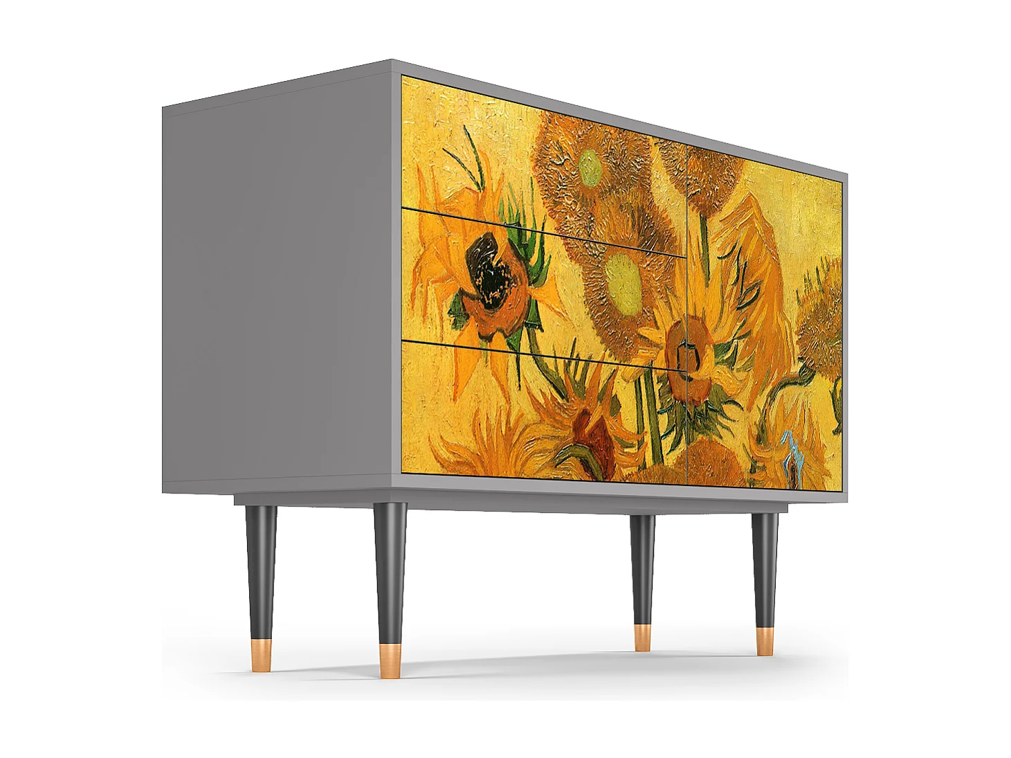 Kredens - 115х84х41 cm - S3 - Sunflowers, Szary