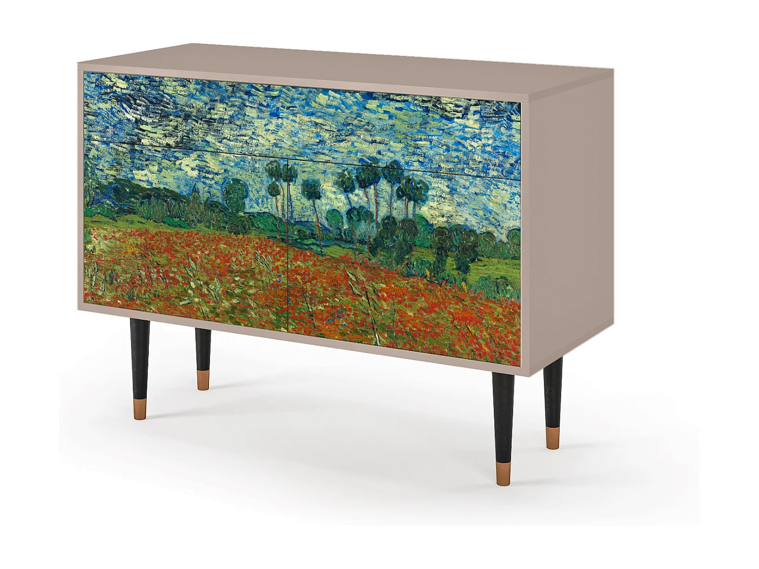 Kredens - 115x85x48 cm - BS4 - Poppy field by van Gogh, Latte