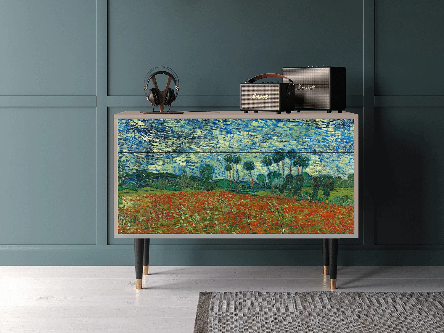 Buffet - 115x85x48 cm - BS4 - Poppy field by van Gogh, Latte