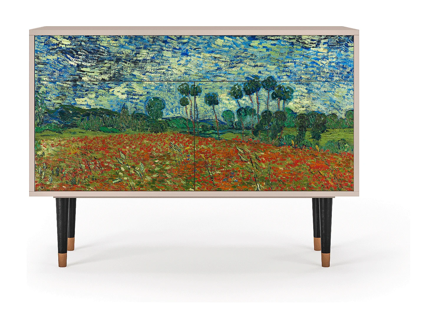 Credenza - 115x85x48 cm - BS4 - Poppy field by van Gogh, Latte