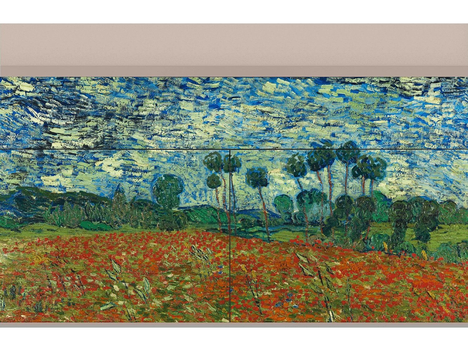 Credenza - 115x85x48 cm - BS4 - Poppy field by van Gogh, Latte