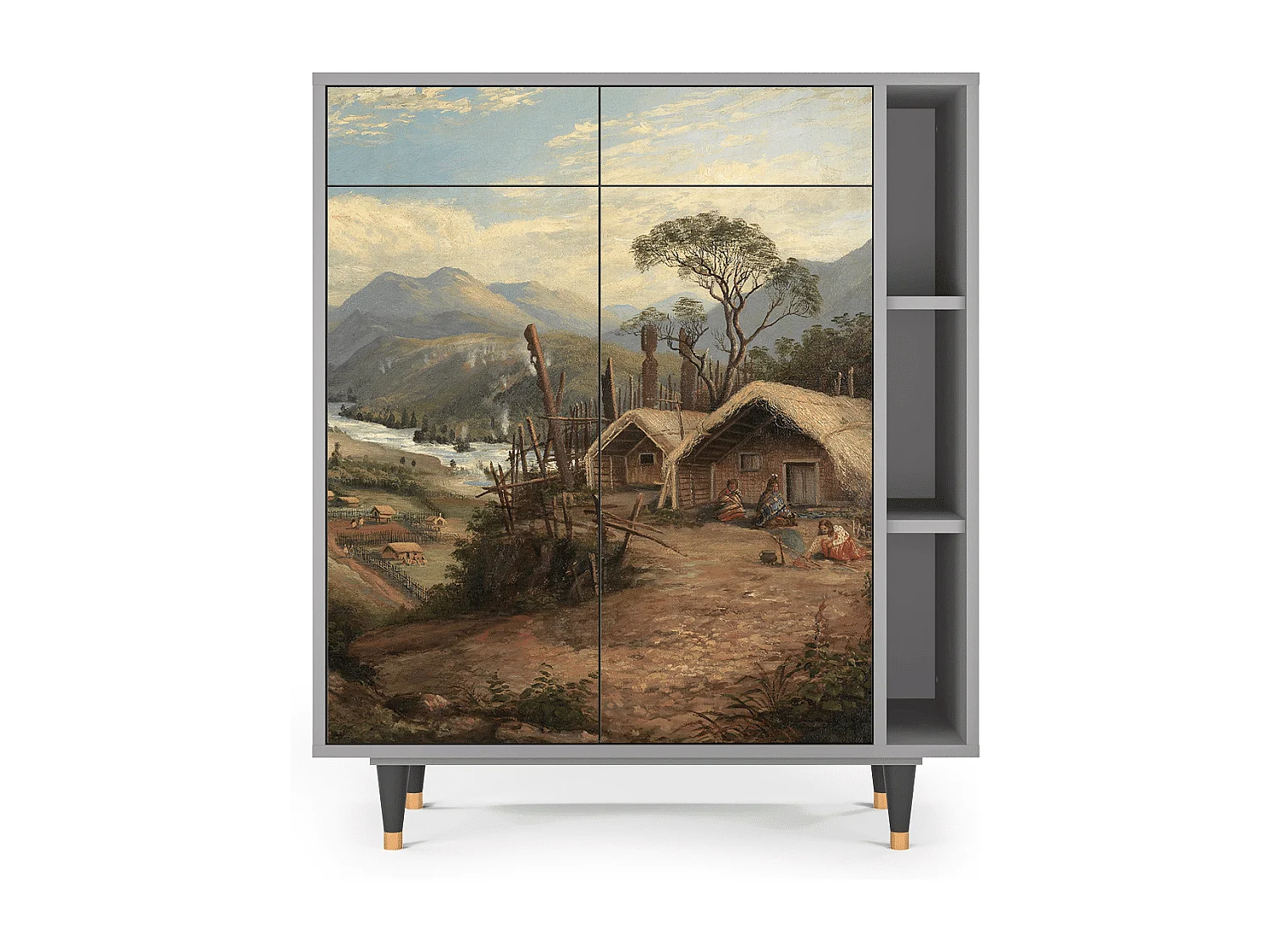 Kredens - 96х110х41 cm - BS6 - View Across the Plains , Szary