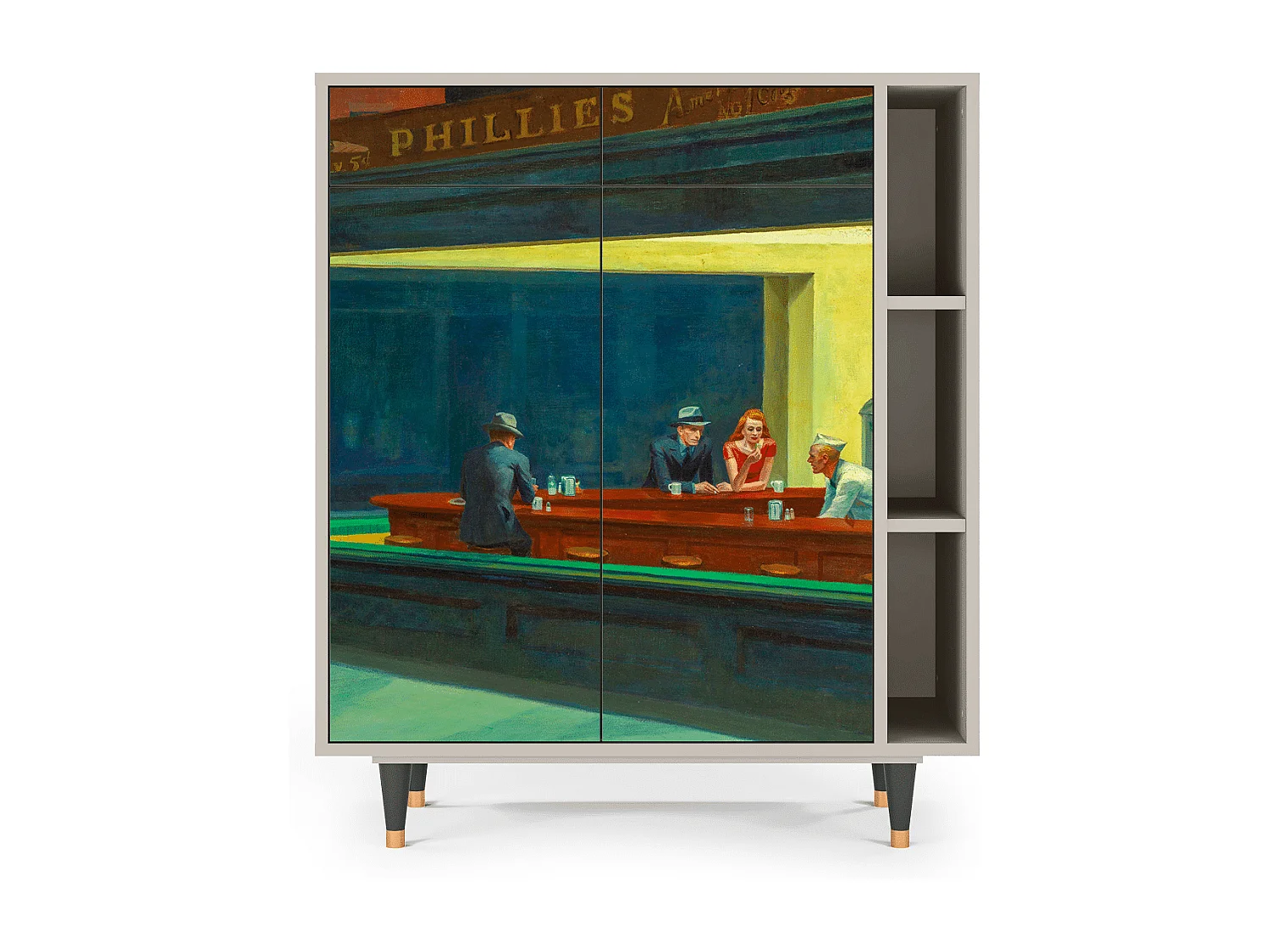 Kredens - 96х110х41 cm - BS6 - Nighthawks by Hopper, Piaskowy