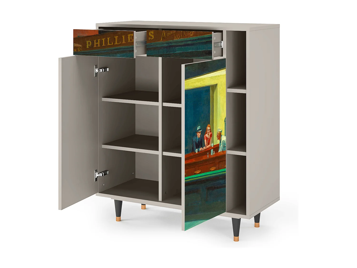 Kredens - 96х110х41 cm - BS6 - Nighthawks by Hopper, Piaskowy