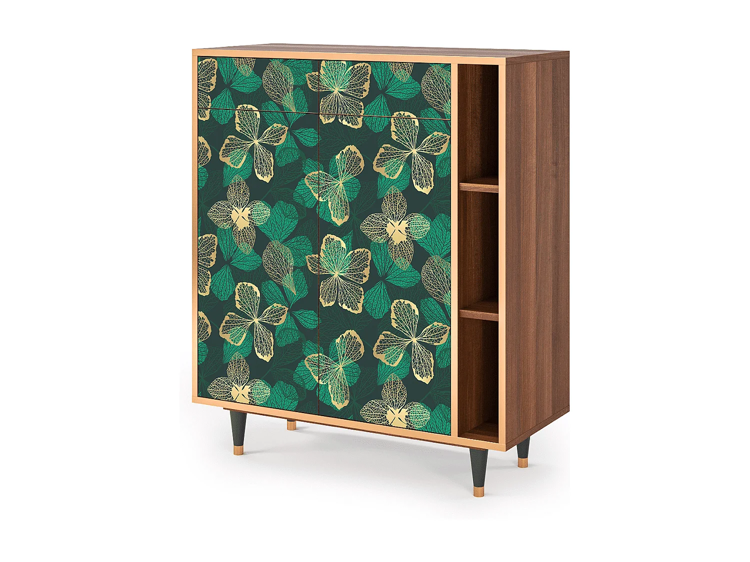 Kredens - 96х110х41 cm - BS6 - Green Flower, Orzech