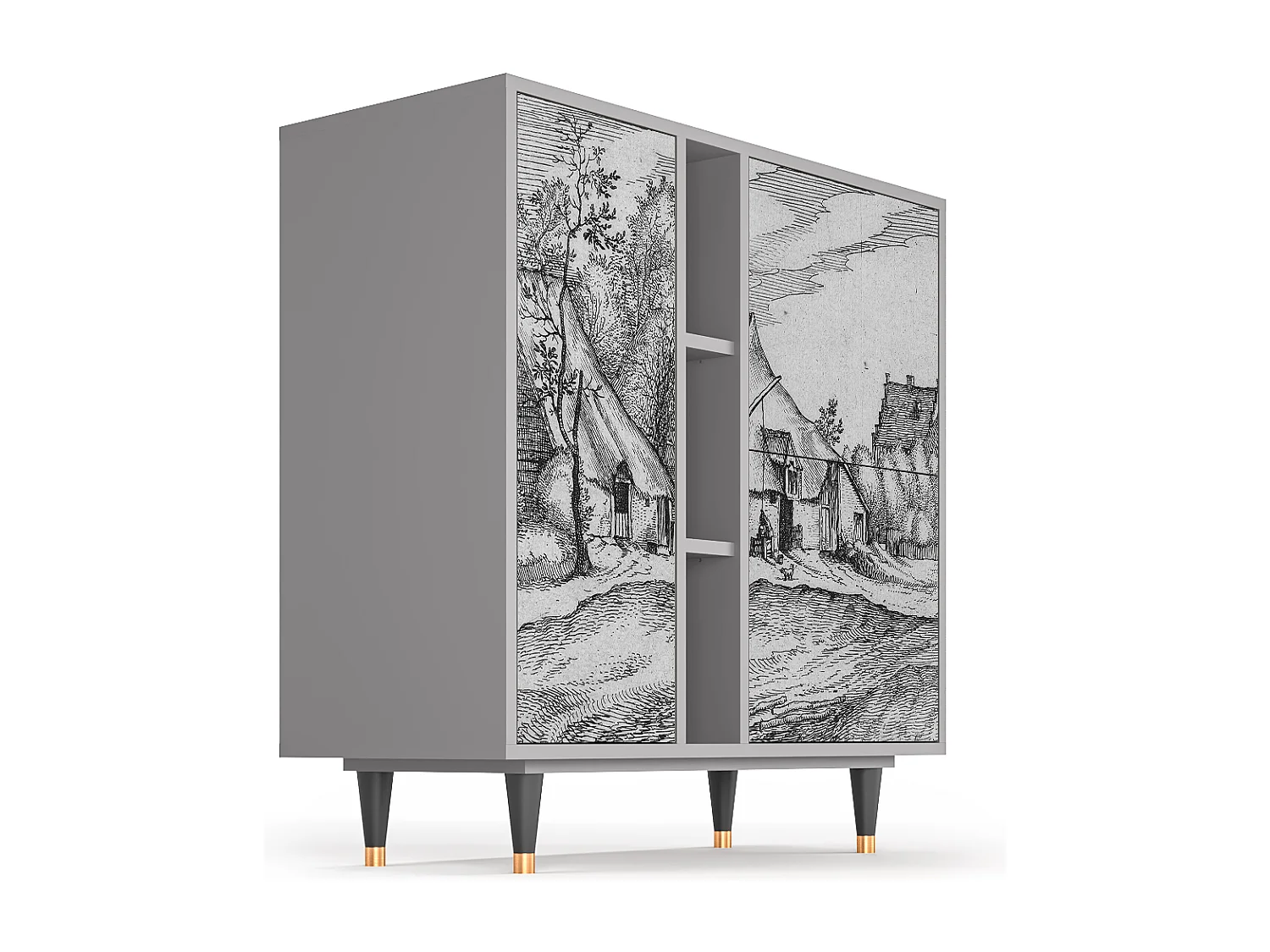 Aparador - 94х96х41 cm - BS5 - Farms in a Village, Cinza